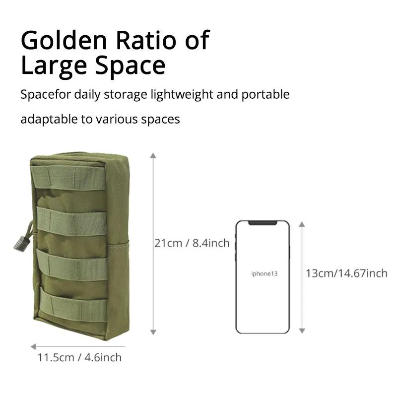 Outdoor Tactical Molle Waist Bag Oxford Green Storage Fanny Pack for Hunting Backpack Tactical Vest Attachment