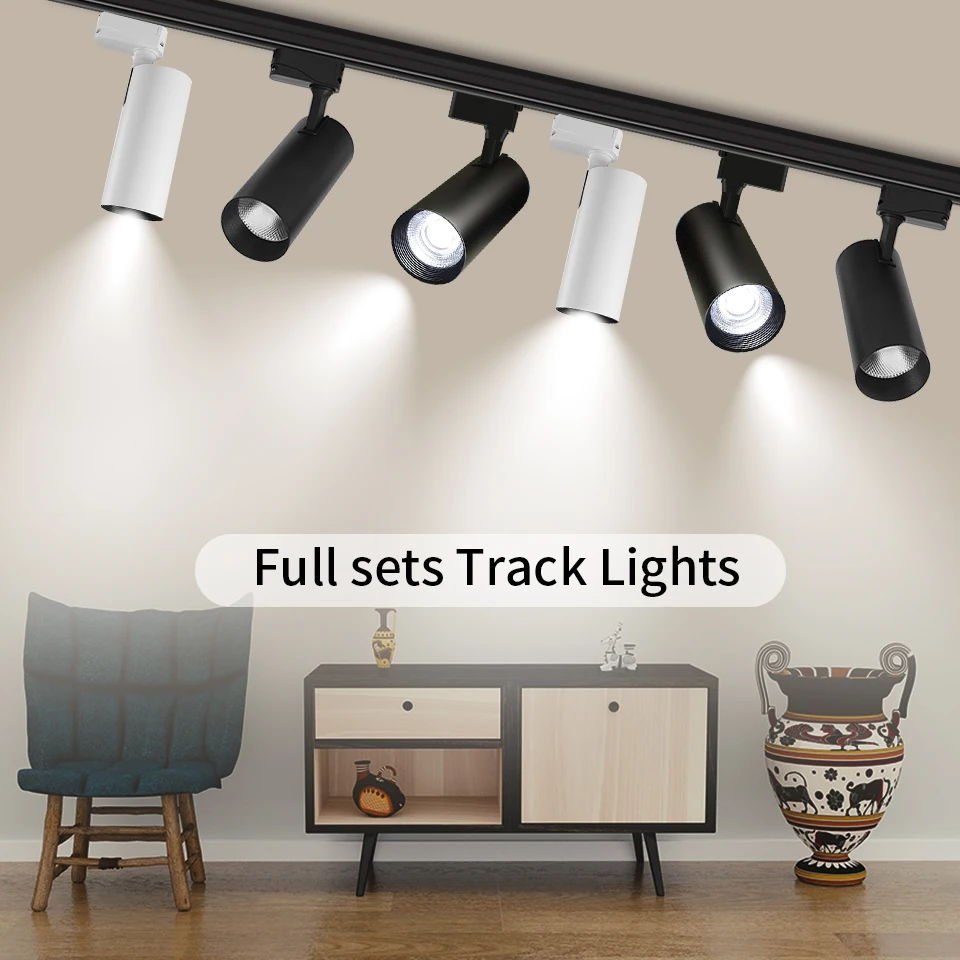 Spot Lumineux LED COB sur Rail de 12, 20, 30 ou 40W, AC 220V, pour Vêtements de Maison et PRShop