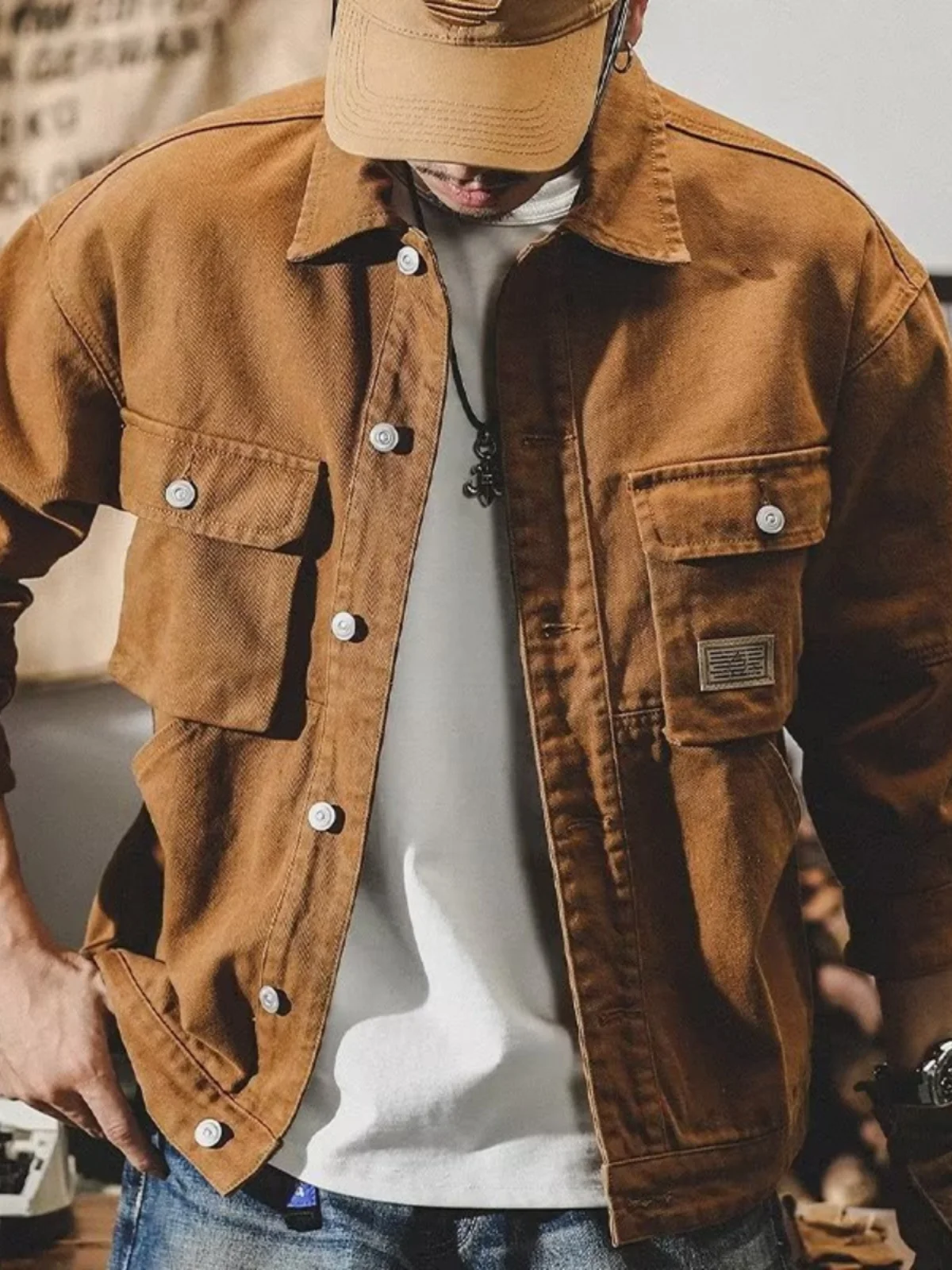 

Американский джинсовый джинсовый джинт в стиле ретро, мужской весенне-осенний свободный модный хлопковый джинсовый джинсовый джинсовый джинт большого размера для мужчин