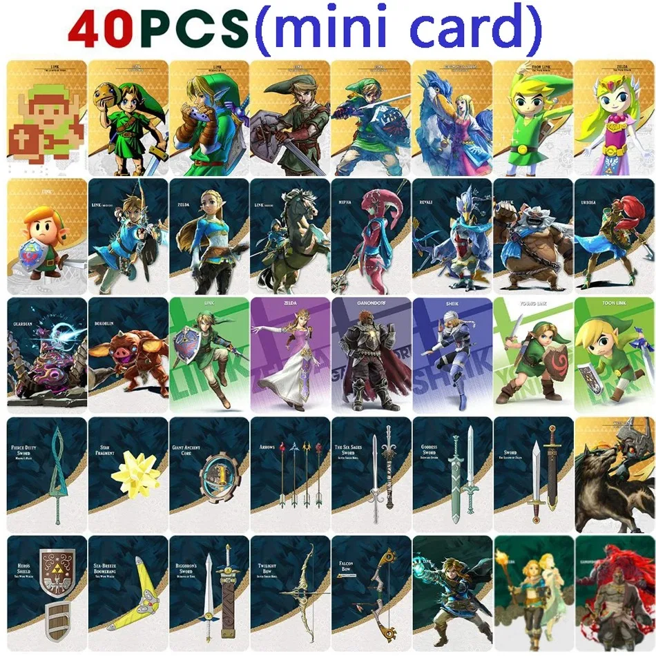 NEW 28/40 Zelda Amiibos Cards Apply to the Legend of Zelda: Tears of the Kingdo and the Legend of Zelda Latest Paragliding