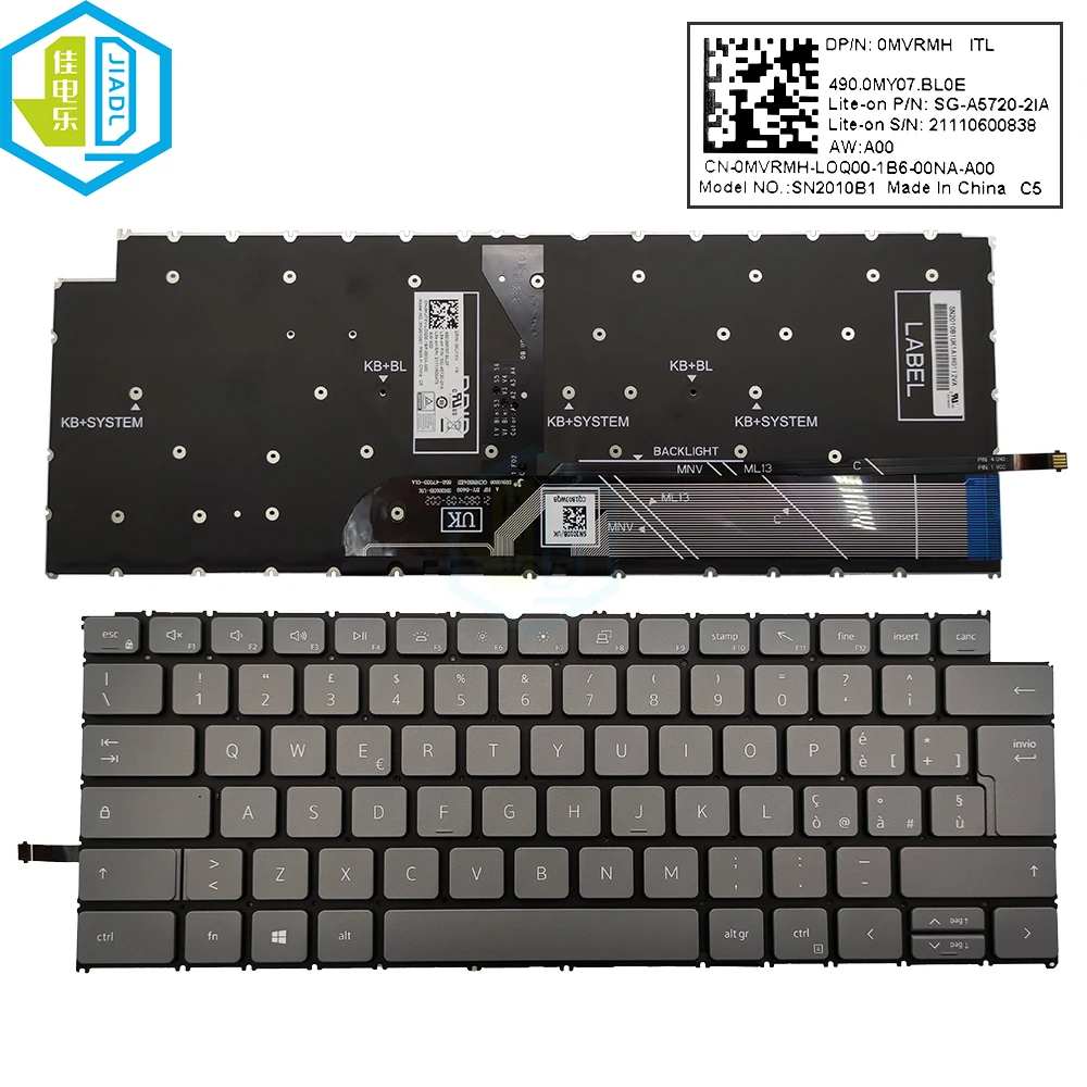 Imagem -04 - Teclado Italiano Francês Azerty Laptop Retroiluminado para Dell Inspiron 5310 5320 5410 5418 7420 7415 em Mvrmh 0kj7xv Mvrmh Kj7xv