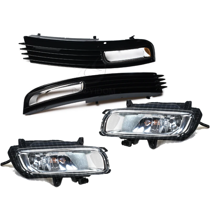 4PCS Left Right Halogen Fog Lights Front Bumper Grille Cover For Audi A8 QUATTRO A8 D3 2008 2009 2010 4E0941699B 4E0941700B