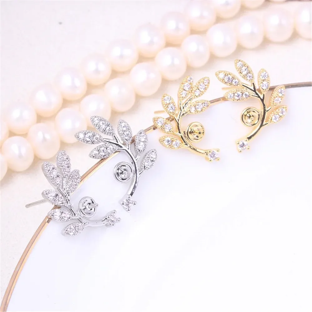 

Позолоченные серьги с жемчугом, принадлежности для изготовления ювелирных изделий своими руками, пустые основания для ушей для аксессуаров ручной работы, 1 пара без жемчуга