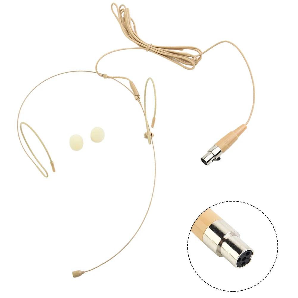 Omnidirectional XLR 4-PIN Headworn Microphone Beige Headset Mic For Wireless System 4-pin XLR Connector For SHURE