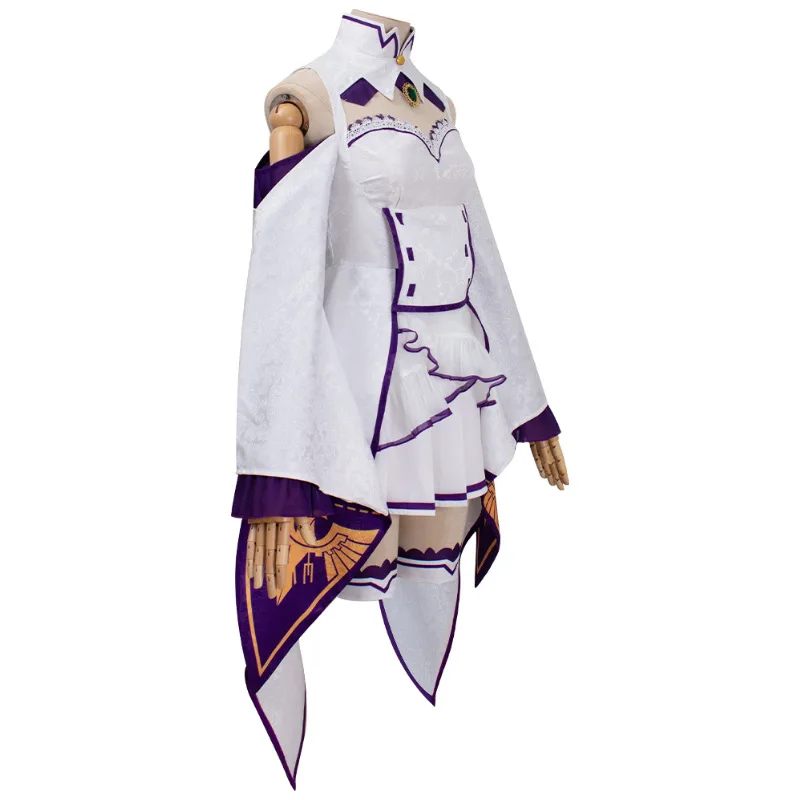 Costume de Cosplay Emilia Re ontaripour Femme et Fille, Robe d'Uniforme de Jeu Animé, Accessoires d'Halloween, de Carnaval de Noël