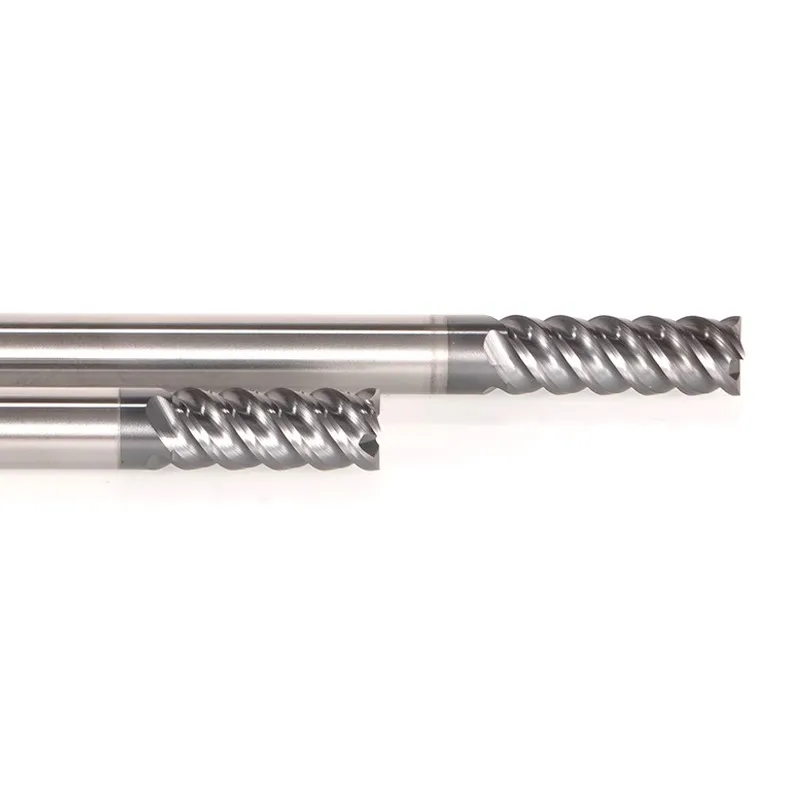 ROMTIC-Fraise à 4 cannelures en carbure d'acier au tungstène, revêtement de caractéristique noire, haute dureté, centre d'usinage CNC, outils de fraise en bout, HRC68