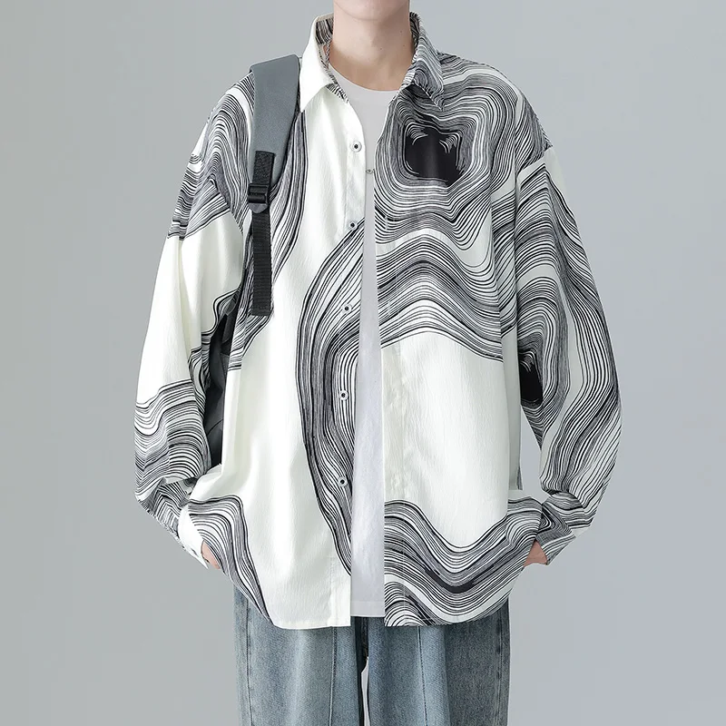 Men's Long Sleeve Blouse Fashion Shirts Casual Streetwear Men Clothing Smart Streetdress New Spring Autumn Hombre Male Clothing