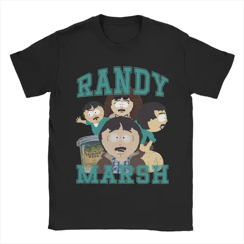 Camisetas Retro Randy Marsh Souths Parks para hombre, 100% algodón, manga corta, cuello redondo, ropa de verano