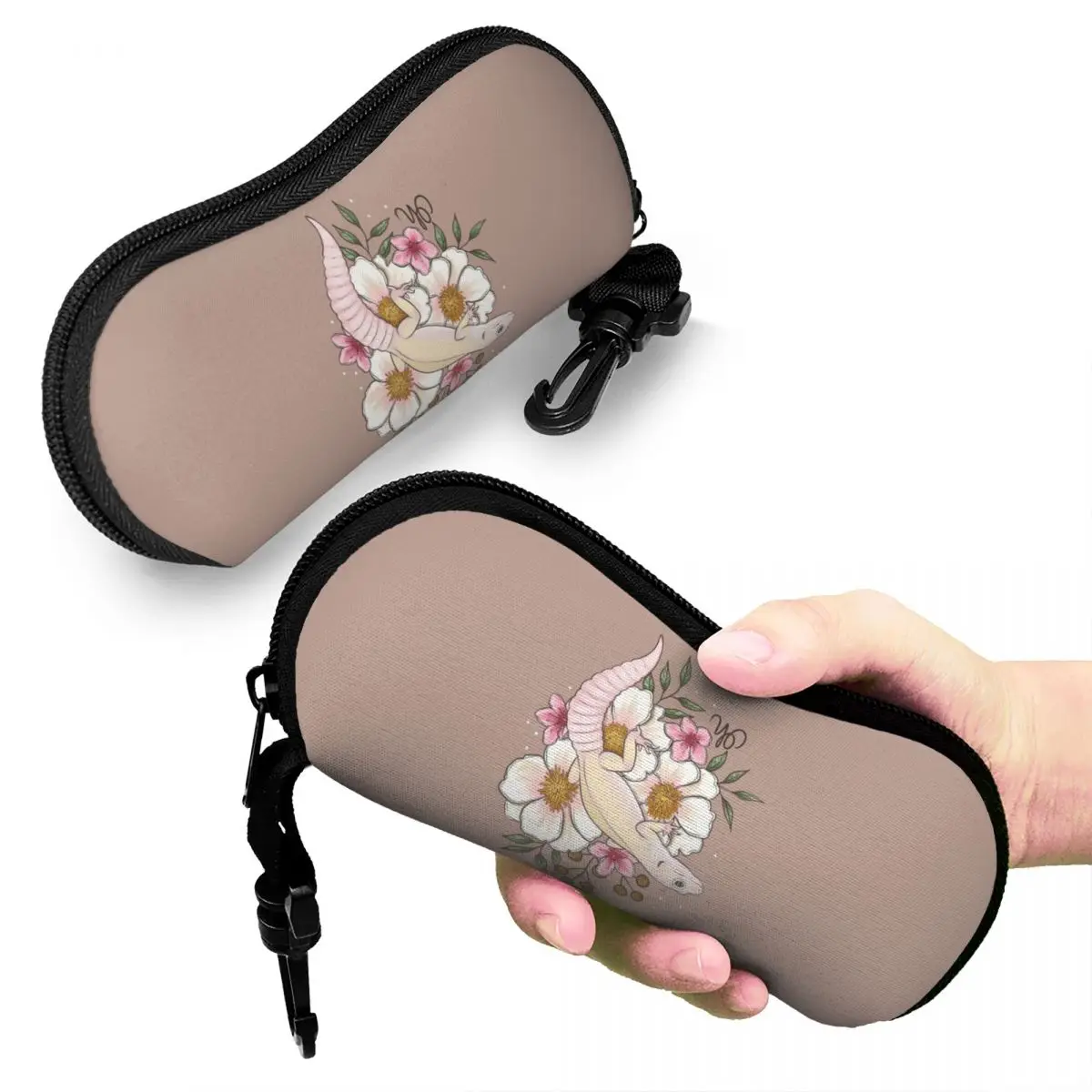 

Leopard Gecko Murphy's Patternless With Florals Shell Glasses Case Protector Sunglasses Box Women Men Soft Eyeglasses Bag Pouch