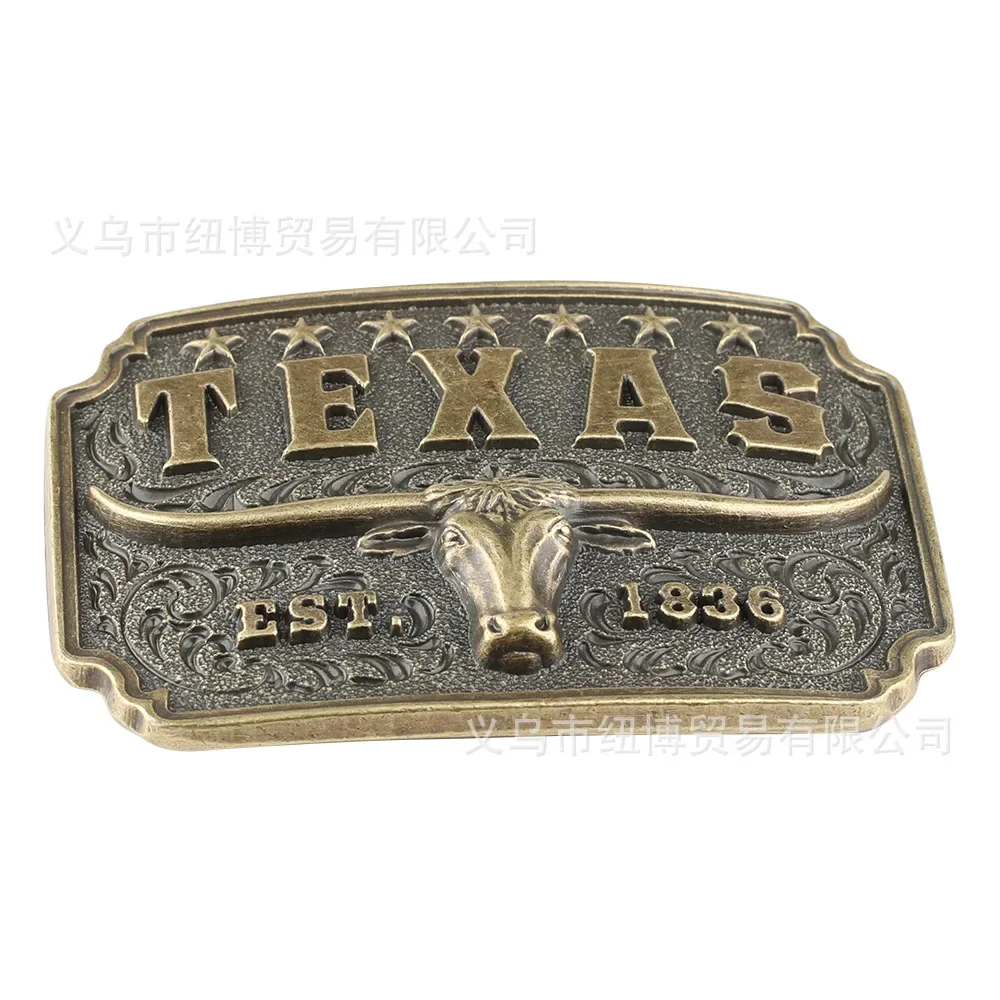 Cowhead Alloy Belt Buckle TEXAS Monogram