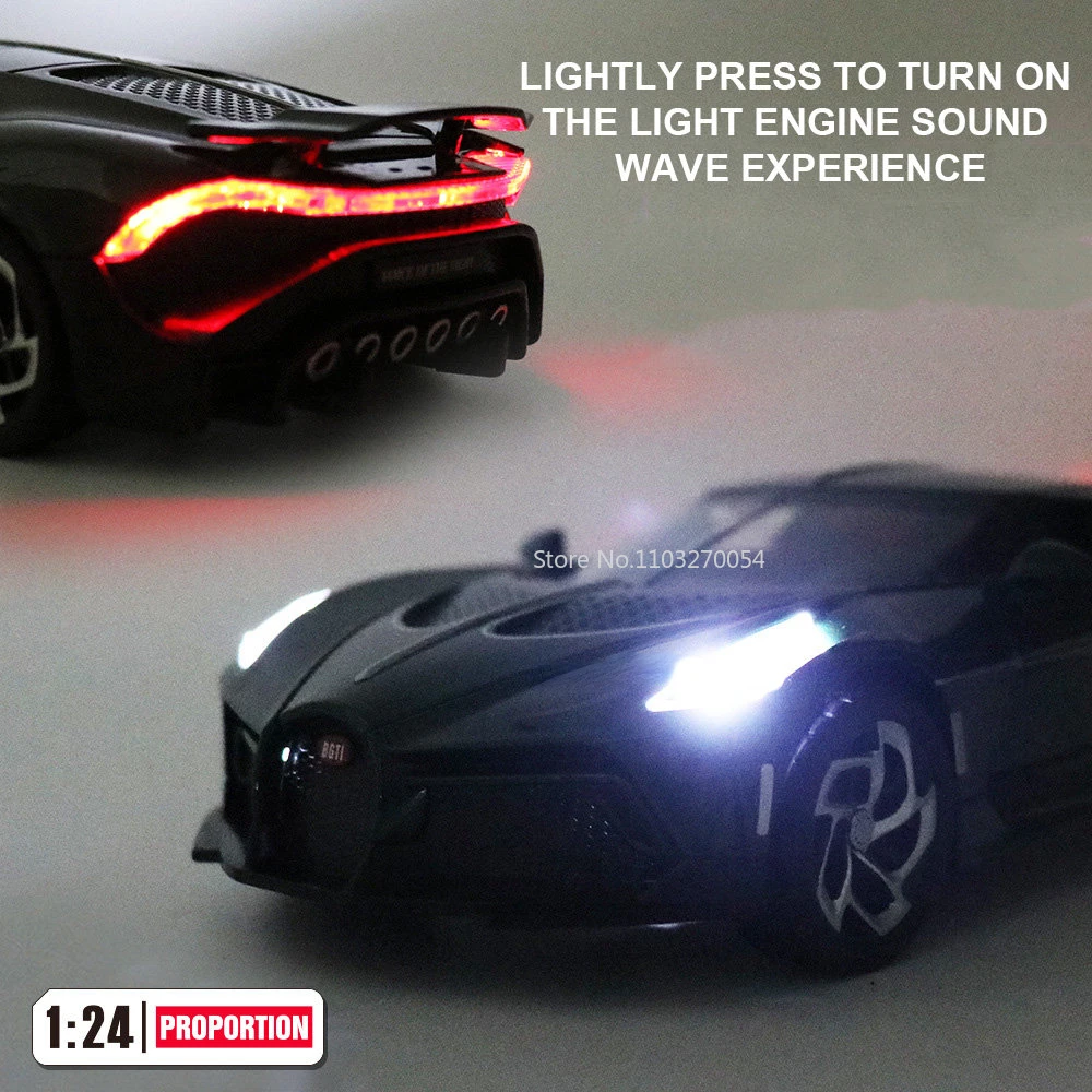 1:24 Bugatti Voice Of The Night Car Model Diecasts Toy Pull Back  Vehicles Metal Simulation Sound and Light Collection Kids Gift