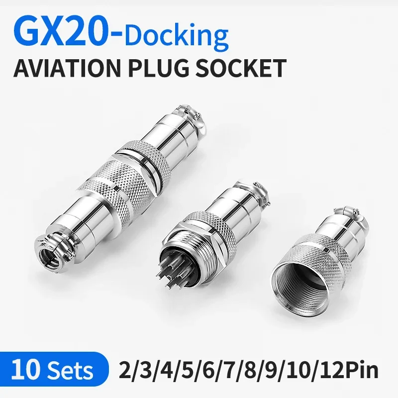 

10Set GX20 Docking 2 3 4 5 6 7 8 9 10 12 14 15Pin Male&Female Circular Panel Aviation Connector Butt Joint Plug Socket