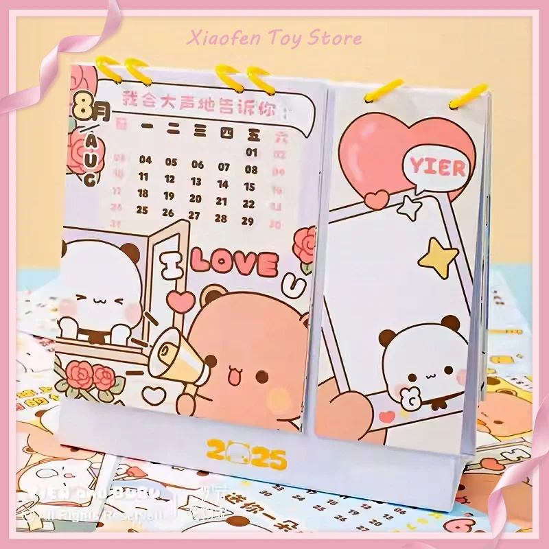 New 2025 Panda Bubu And Yier Series Desk Calendar Cute Pattern Cartoon Bear Desktop Anime Cute Work Calendar New Year Gift