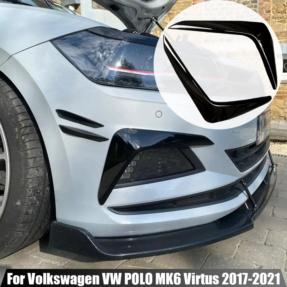 

Pop Front Bumper Lip Splitter Fog Lamp Trim Grille Air Blade For Volkswagen VW POLO MK6 Virtus 2017 2018 2019 2020 2021