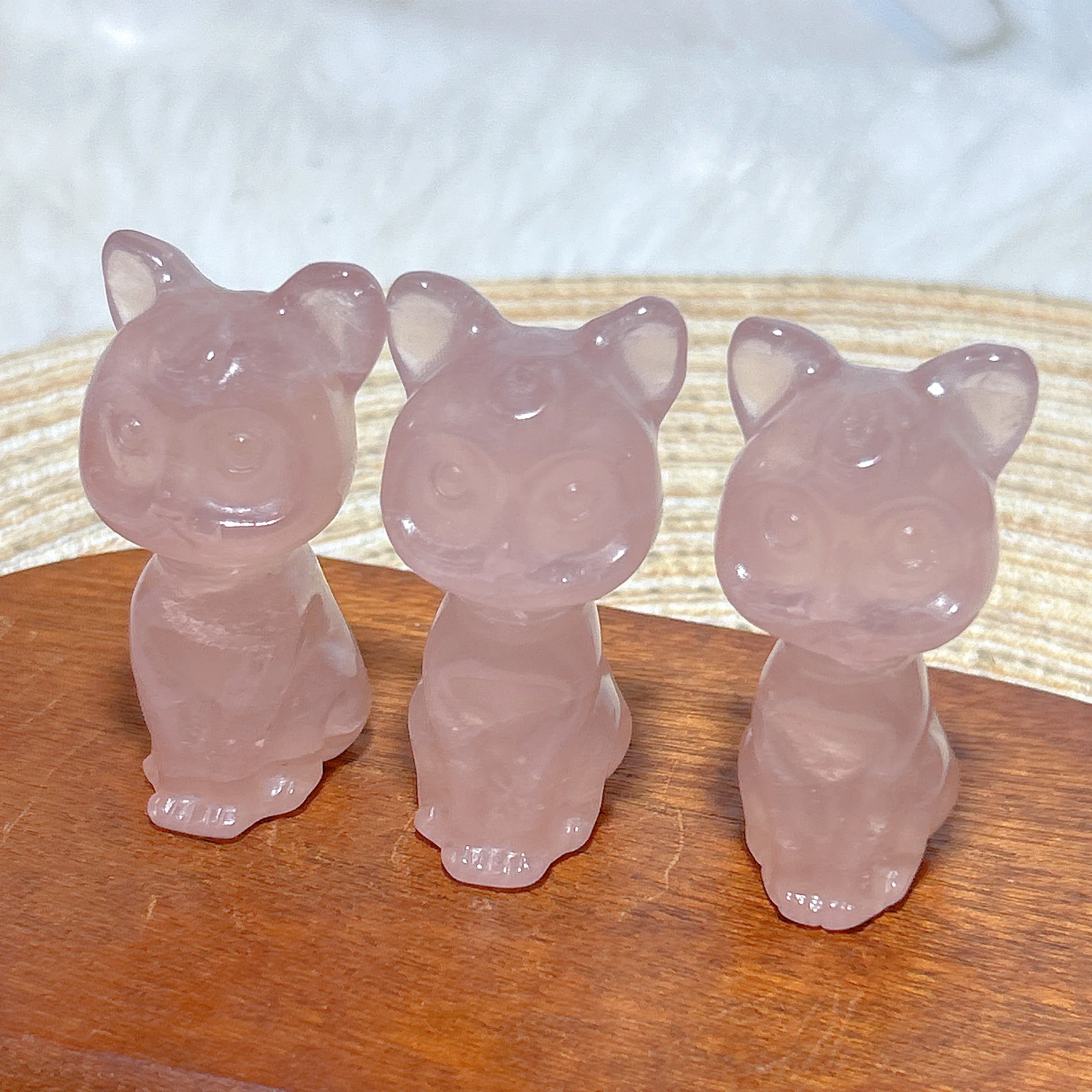 

High Quality Natural Crystal Rose Quartz Lovely Cat Carving Reiki Healing Gemstones Energy Mineral Ore Home Decoration Gift
