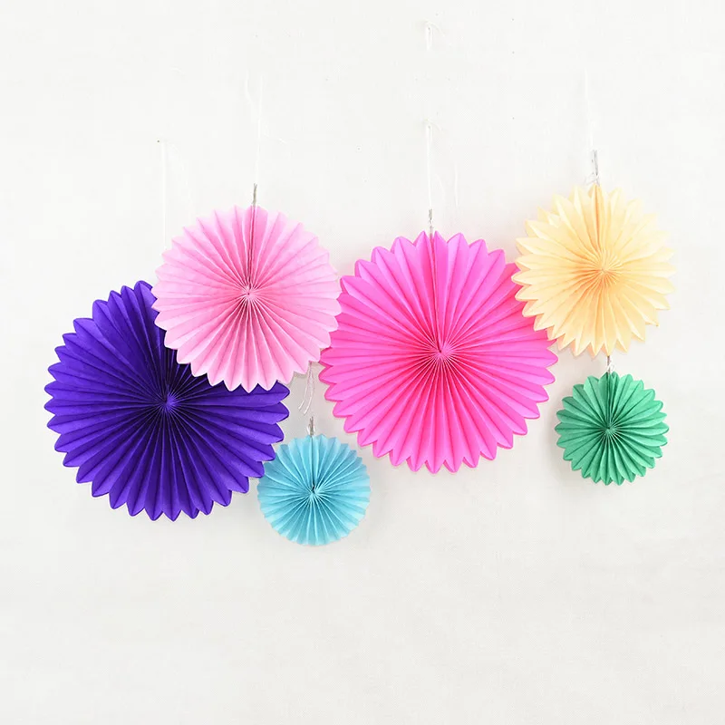 5pcs 10-30cm Color Tissue Paper Cut-Out Paper Fans Pinwheels Hanging Flower Paper Crafts for Wedding Party Birthday Decor Suppli images - 6