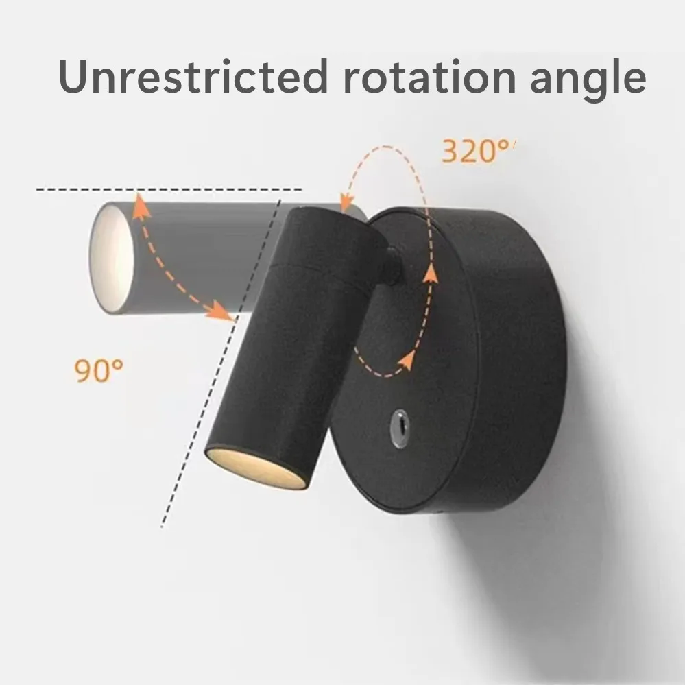Magnetic Base USB Rechargeable LED Cordless Wall Light with Touch Switch Black White Magnet Dimmable Night light for Reading