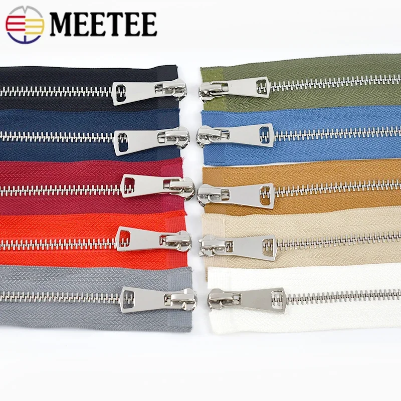 1/2/5Pcs Meetee 120cm 5 # metalowe zamki podwójny suwak otwarta końcówka długi zamek kurtka puchowa do szycie odzieży akcesoriów krawieckich