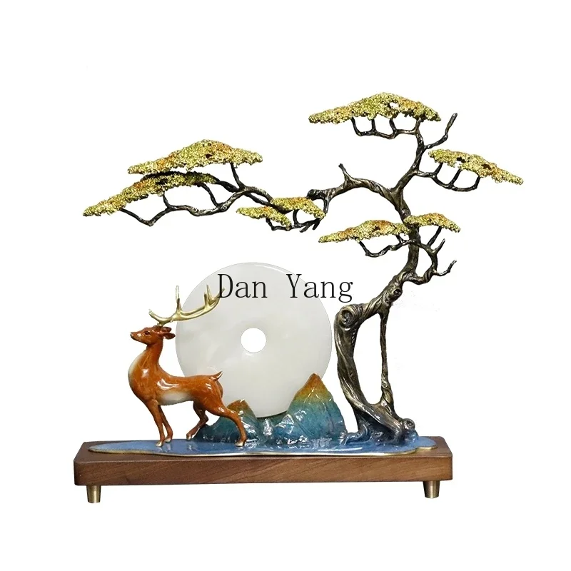 

YJ all-copper moon pine deer ornament Chinese-style living room entrance home jewelry welcome jade decoration housewarming gift