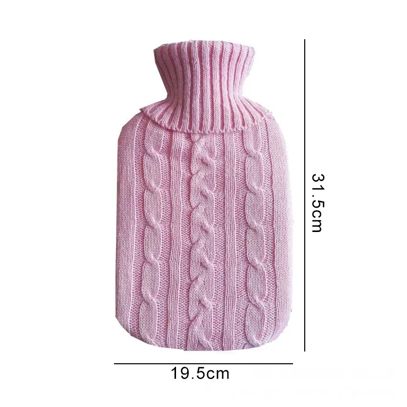 2000ML Hot Water Bottle Thick Water Injection Rubber Knitted Hot Water Bag Winter Feet Hand Warmer Heater Bouillotte termofor