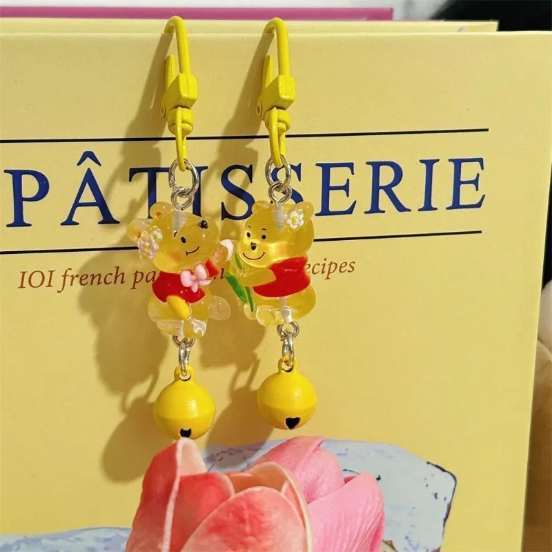 Nieuwe Transparante Winnie De Poeh Sleutelhanger Gele Bel Hanger Cartoon Anime Kawaii Rugzak Rits Decoratie Hanger Speelgoed Gift