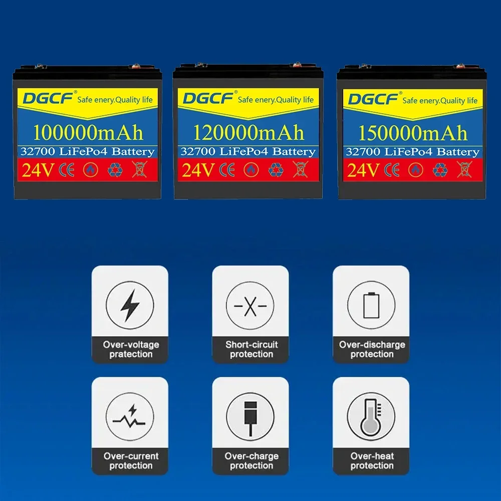 

LiFePO4 120A 32700 24V Battery Built-in BMS RV Rechargeable Lithium Iron Phosphate Solar Power System RV House Trolling Motor