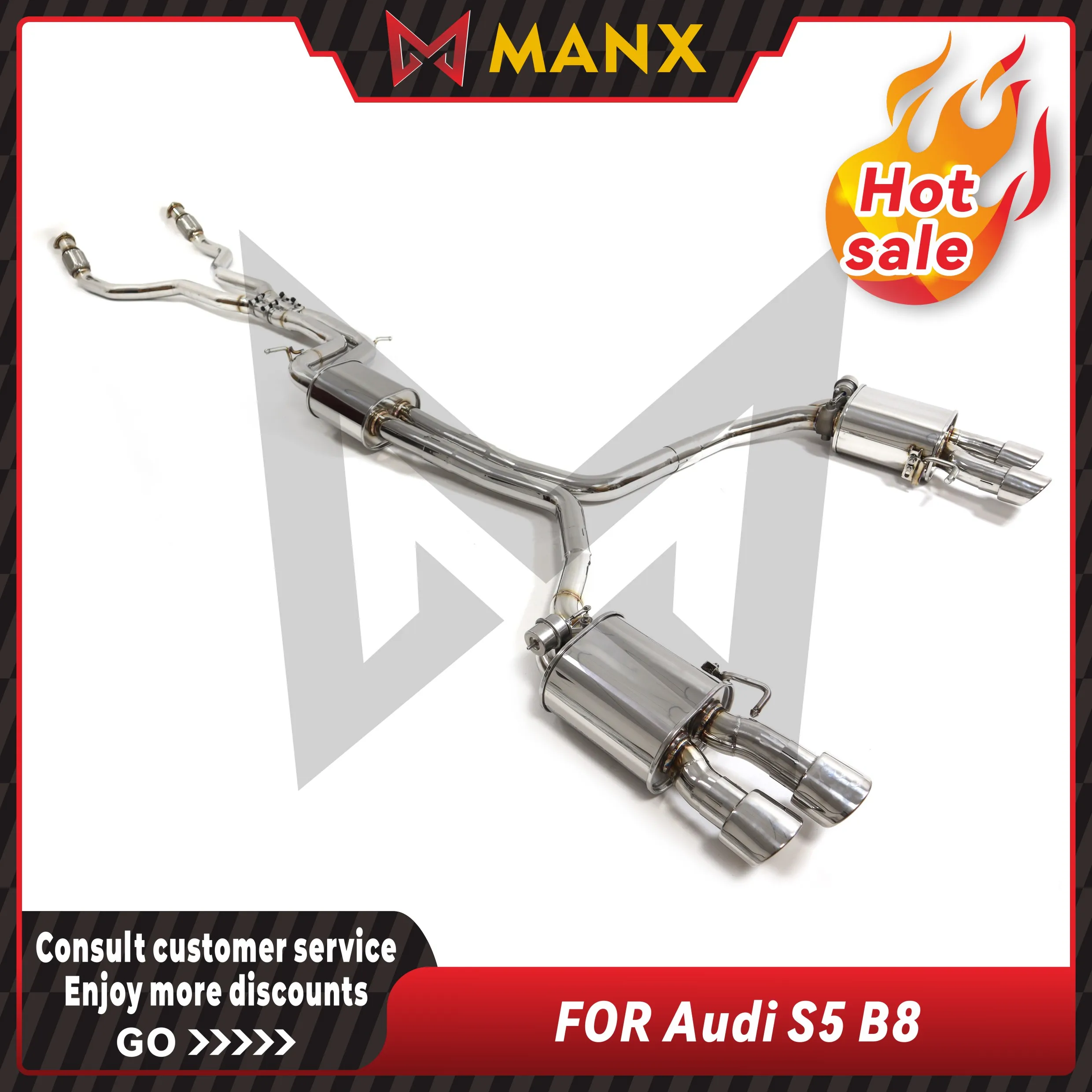 

Resonant tube Catback for AUDI S5 B8 Stainless steel Performance Auto Exhaust pipe Muffler with remote control valve