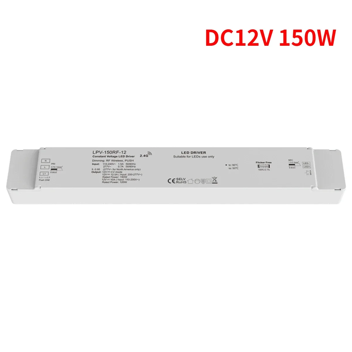 Imagem -04 - Fonte de Alimentação Regulável para Módulos de Luz Led dc 12 v 24v rf Mais Push Tensão Constante 150w Lpv150rf-12 Lpv-150rf24