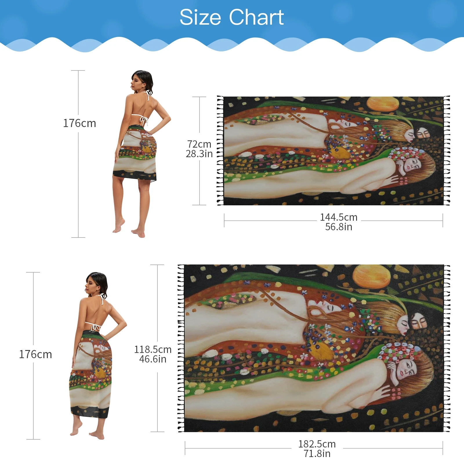 Classic oil painting Twill cotton Pareo Beach Cover-Ups Women  Beach Dress Bikini Bathing Swimwear Cover Up snow Sarong Scarf