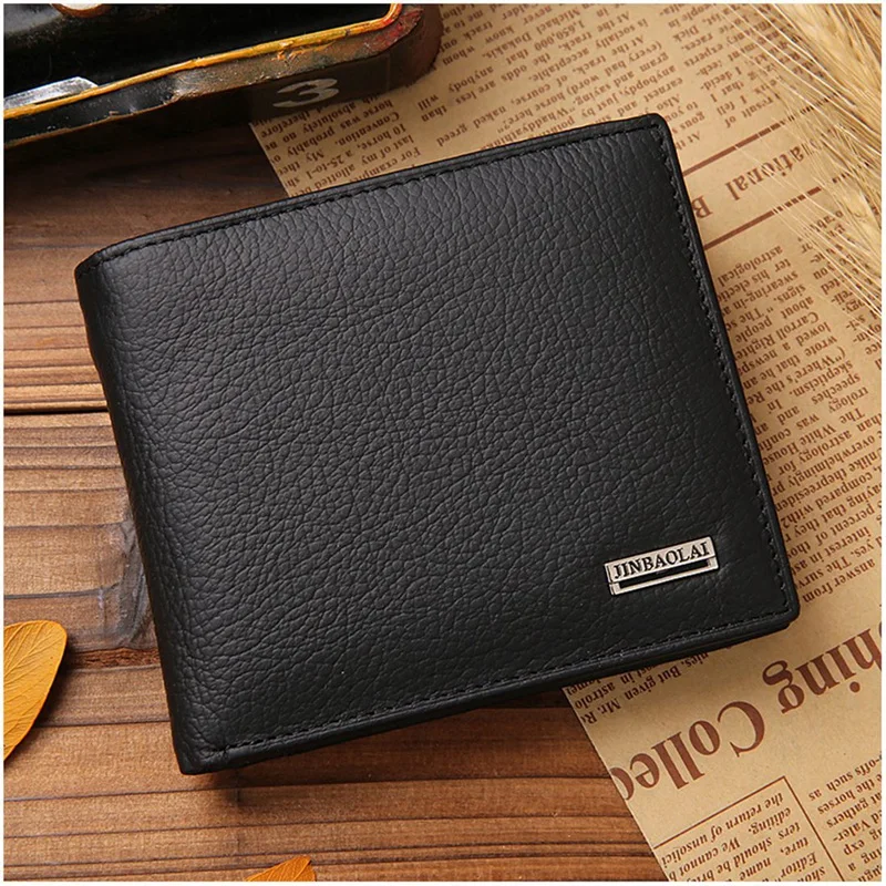 2X JINBAOLAI Small Short Leather Men's Wallet Male Wallet Bag Wallet Vallet Card Money Persian World Wallet(Black)