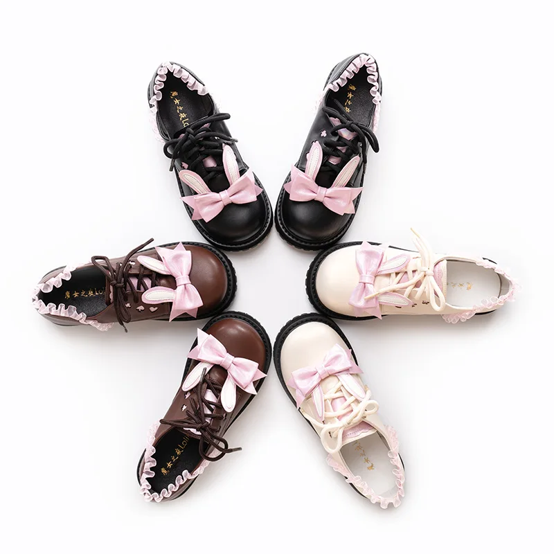 Rabbit Kawaii Style Japanese Jk Uniform Loli Shoes Pu Leather Gothic Witcher Lolita Lovely Girl Student Thick Sole Platform 41