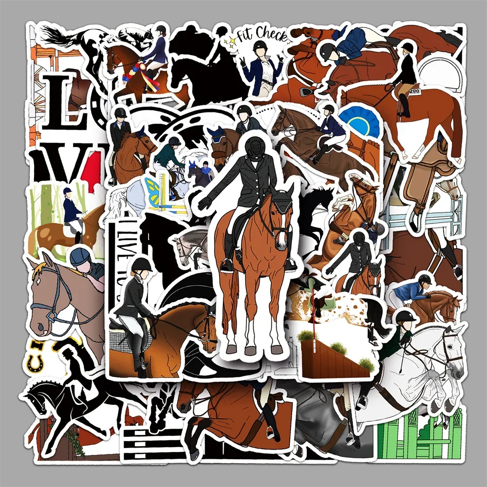 10/30/50PCS Equestrian Cartoon Sports Creative Graffiti Sticker Suitcase Computer Guitar Skateboard Waterproof Sticker Wholesale