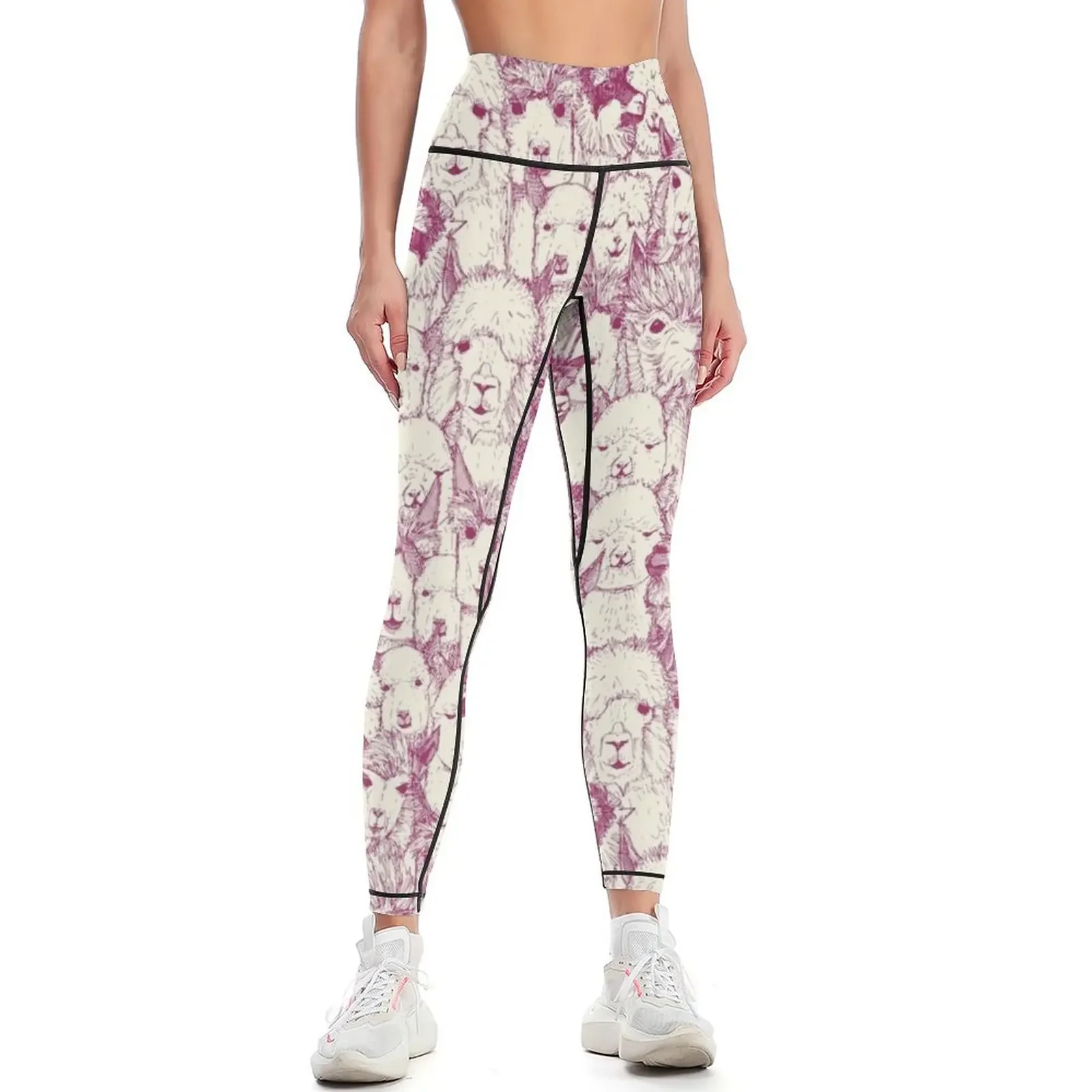 

just alpacas cherry pearl Leggings Jogger pants exercise clothing for gym wear Sportswear woman gym Womens Leggings