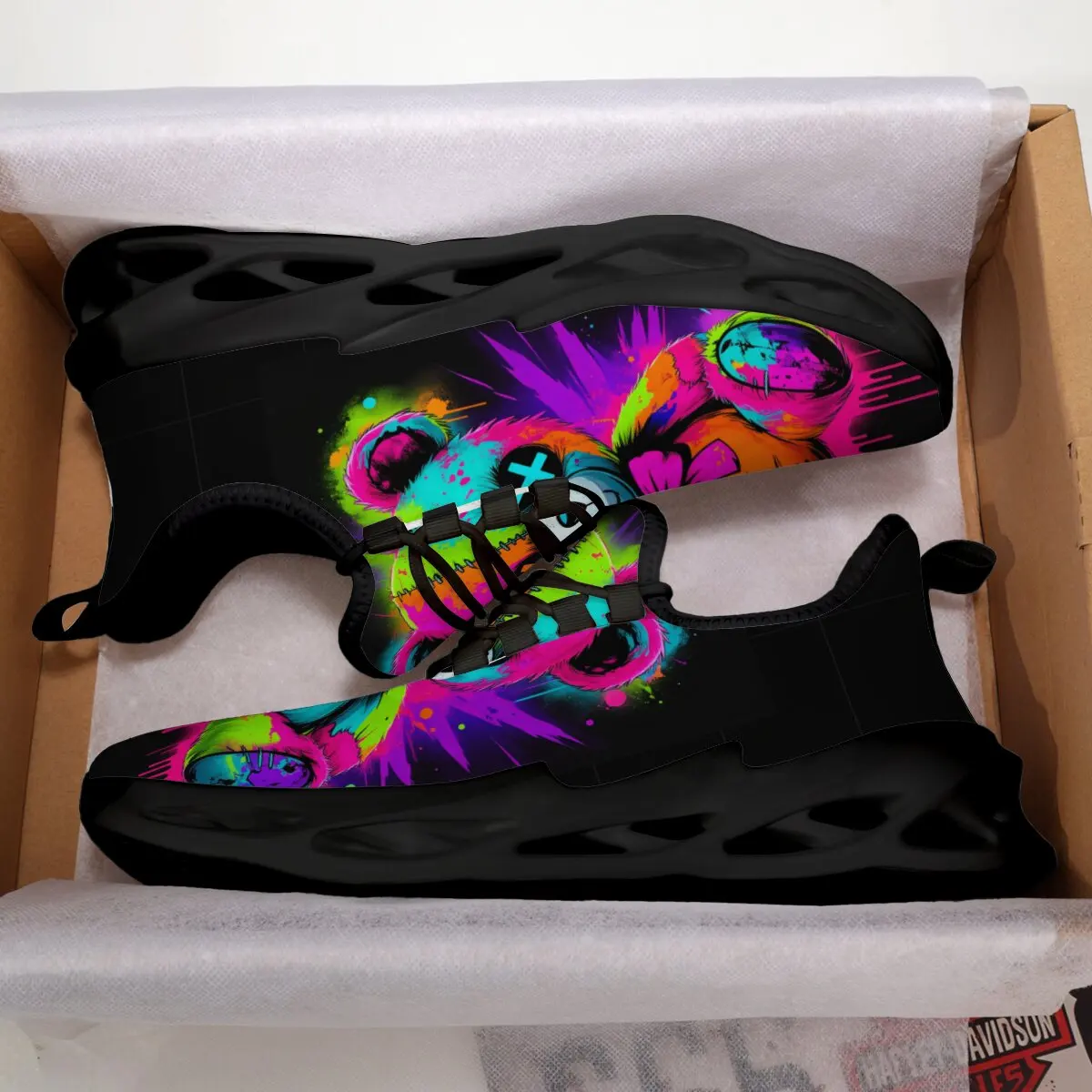 أحذية رجالية قابلة للتنفس على الجدران كارتون الدب أحذية رياضية كاجوال جديدة خفيفة الوزن أحذية رياضية كاجوال صيفية بيضاء للجري #4