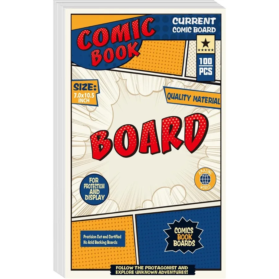 100 Tabelloni per fumetti Tabelloni per fumetti di dimensioni attuali Tabelloni posteriori per fumetti regolari spessi e durevoli e boa per fumetti riutilizzabili