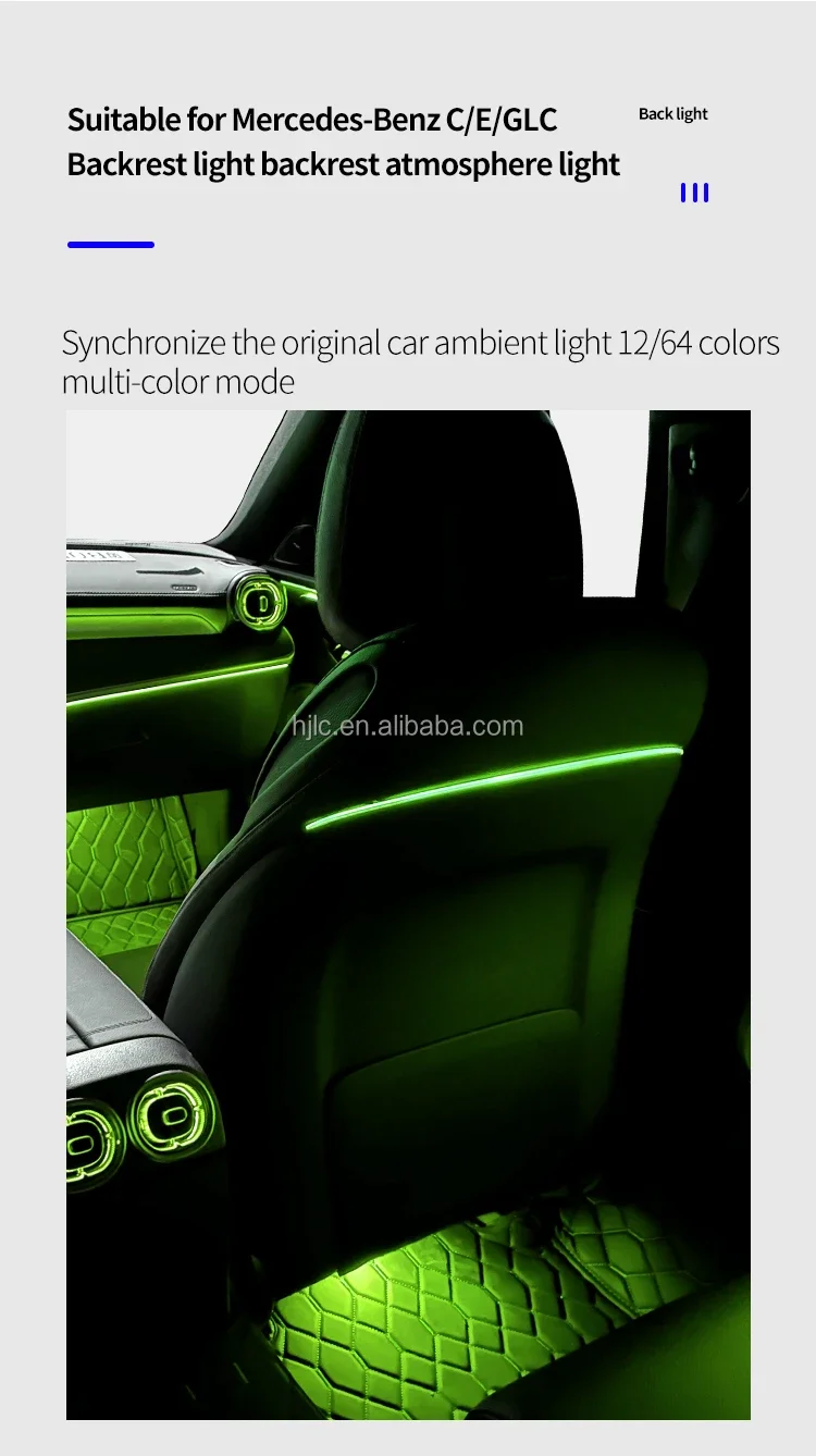 New Seat Backrest Atmosphere Light for Mercedes Benz C Class W205 GLC X253 LED Automotive Interior Accessories C-Class Color