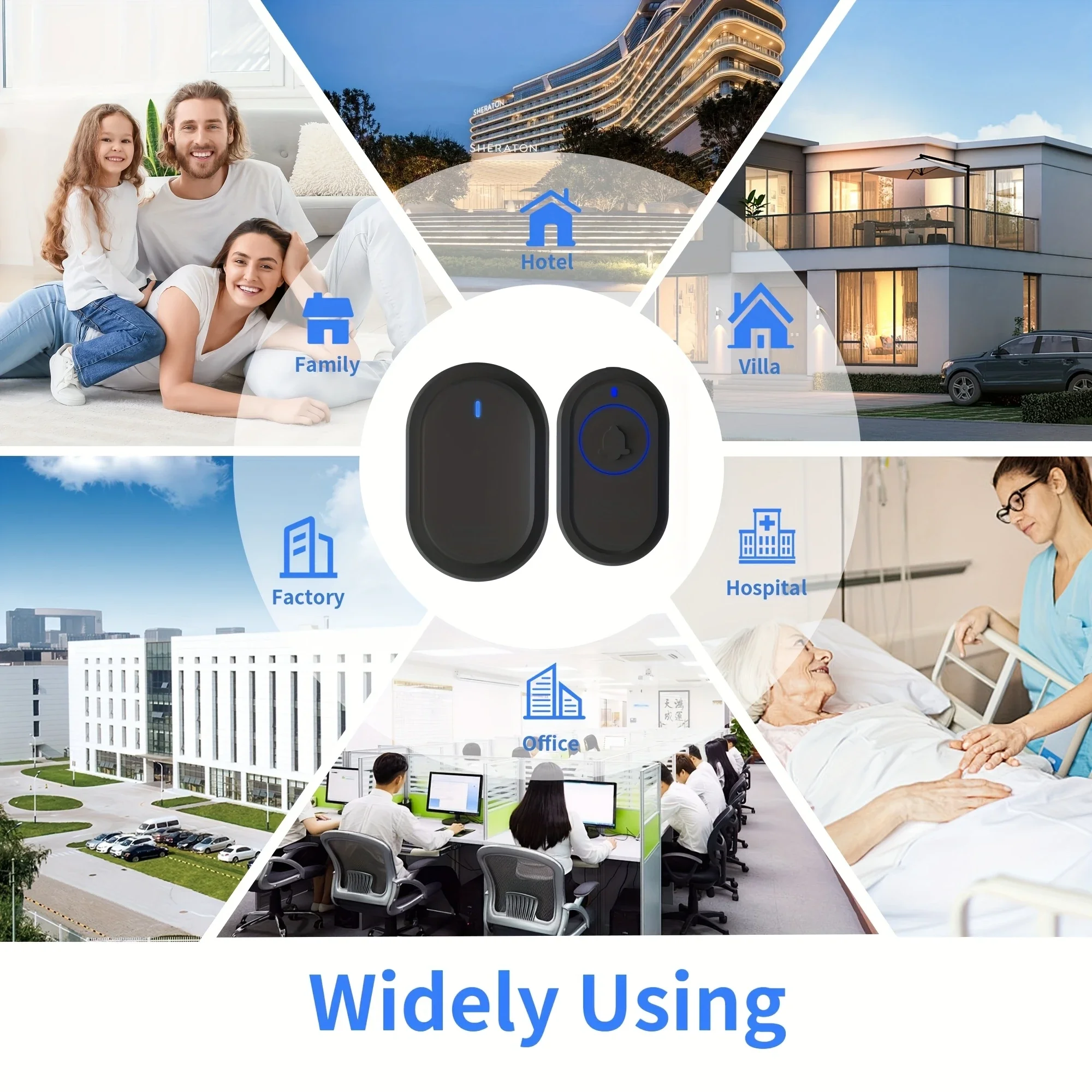 Wireless Doorbell, 39 Melodies 5 Volume Levels & LED Flash for Home Office Kid Room Hearing Impaired