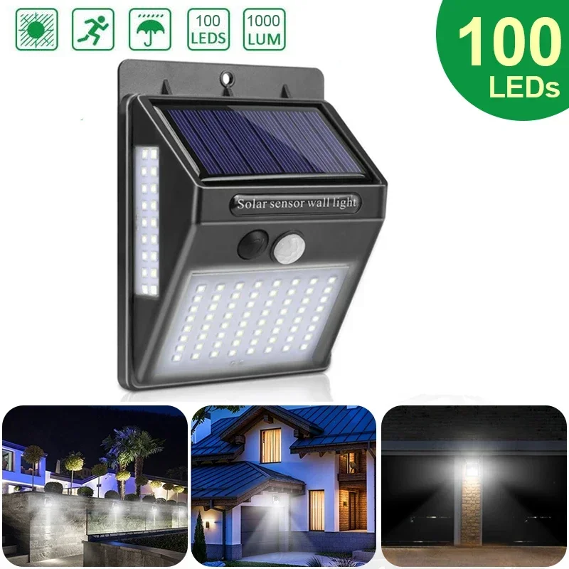 

Outdoor Solar 100 LED PIR Motion Sensor Wall Light Waterproof Garden Security Lamp for Yard Patio Pathway Home Decor