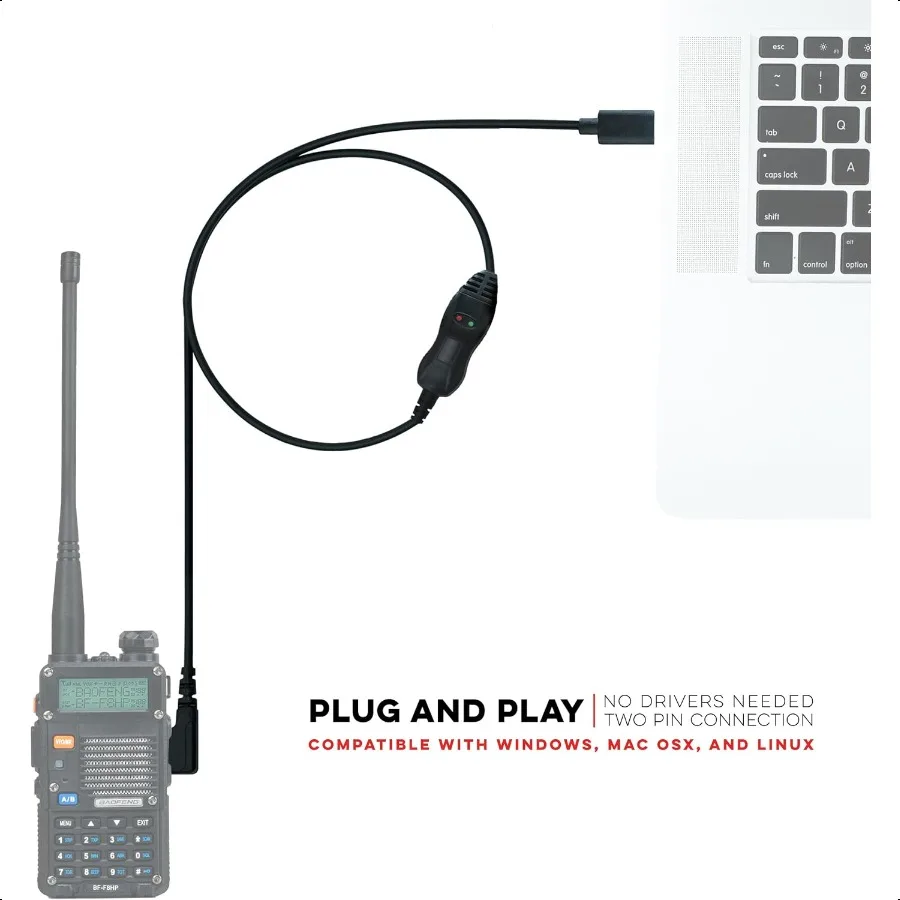 كابل برمجة PC03 USBC شرائح FTDI لأجهزة الراديو Baofeng وKenwood K1 2 Pin TwoWay المتوافقة مع Windows وLinux Easy