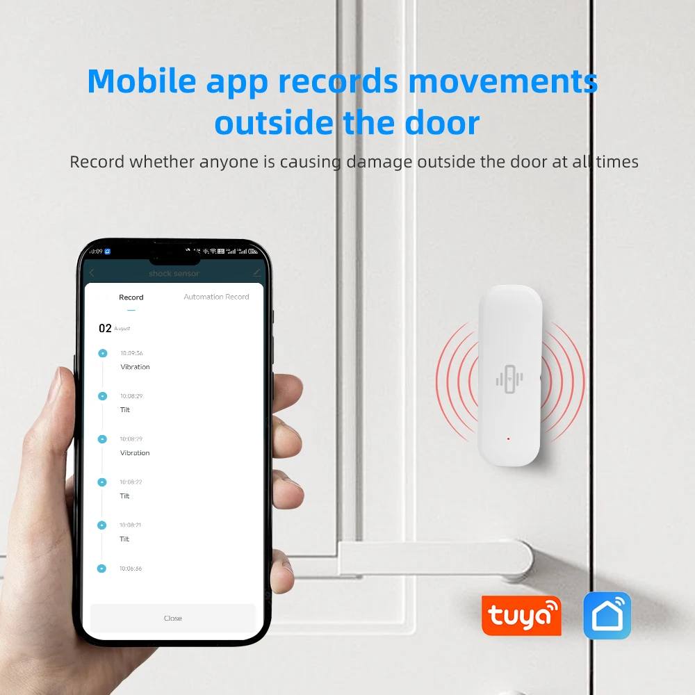 Tuya Smart WiFi مستشعر الاهتزاز مراقبة في الوقت الحقيقي تذكير المحمول المنزل الذكي تطبيق الحياة الذكية إشعار إنذار التاريخ #3