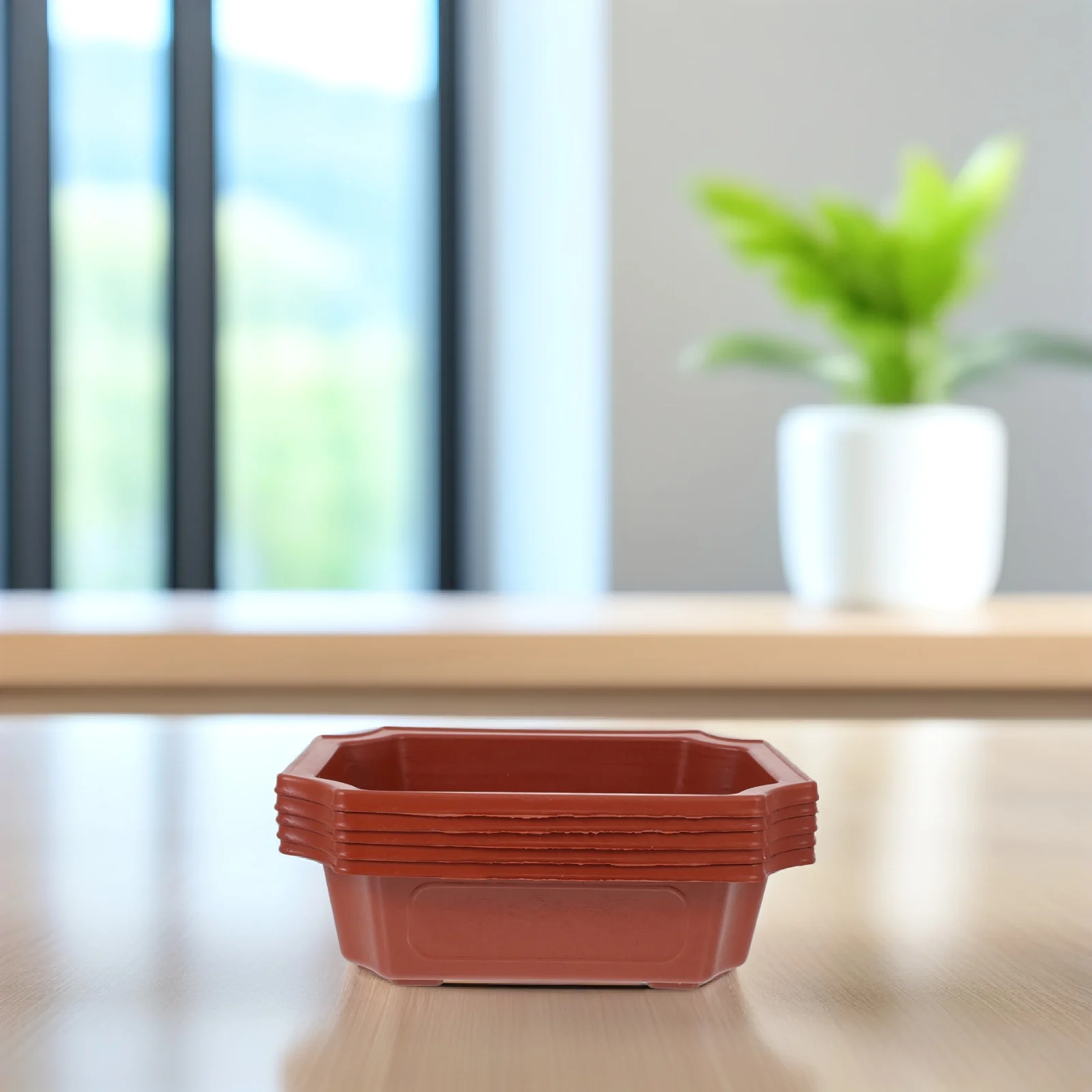 

10Pcs Reusable Plastic Bonsai Pots Rectangular Flower Planters for Home Office Gardening Flower Pot Bonsai Flowerpot
