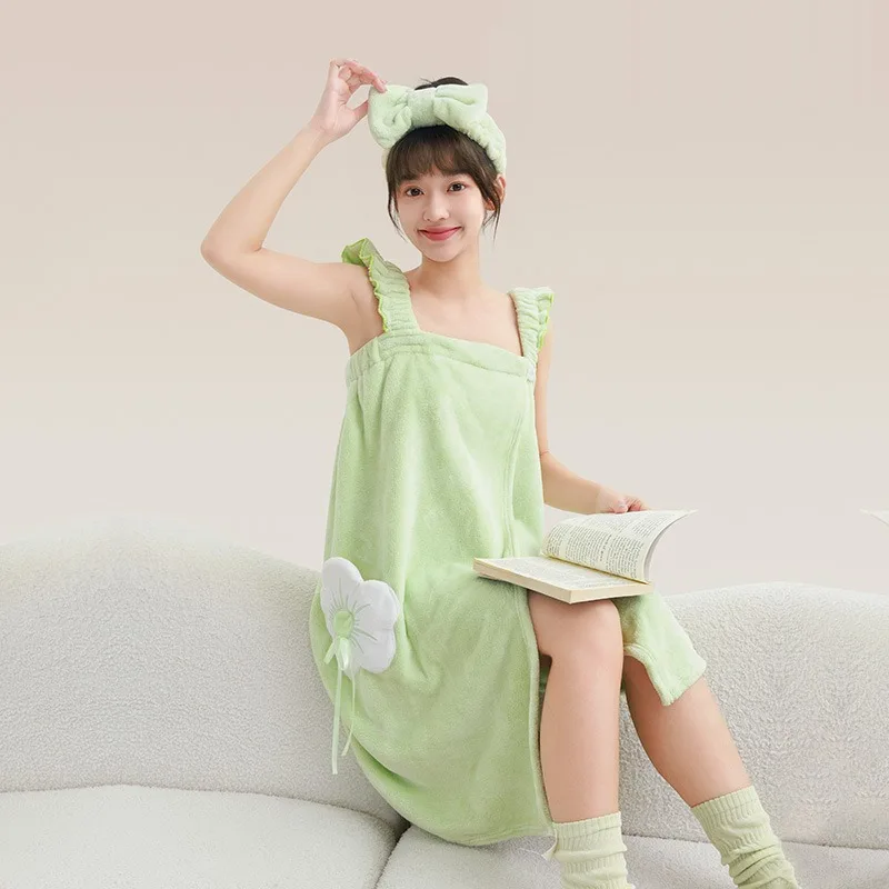 Wearable Bath Towel Love Rabbit Increase Thickened Adult Women Wipe Chest Bath Skirt Absorbent Sweat Steam Skirt Sauna