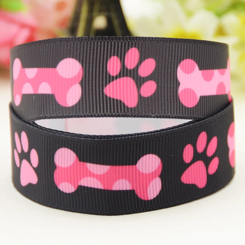 22mm 25mm 38mm 75mm Dog paw print Cartoon printed Grosgrain Ribbon party decoration 10 Yards