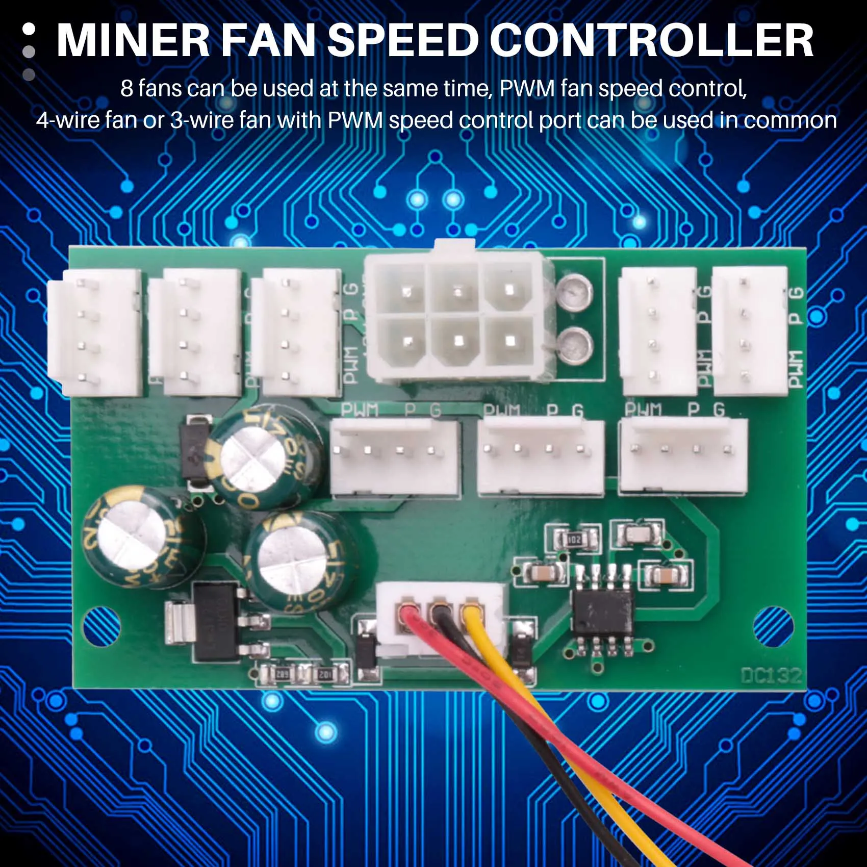 A75Q-Computer Case Miner Fan Speed Controller 8-Channel Fan Hub PWM High-Power Violent Fan Controller Fan Speed Governor