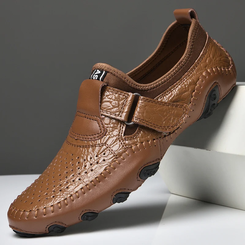 

Genuine Leather Men Casual Shoes Handmade Italian Soft Hollow Out Leather Shoes for Men Breathable Driving Shoes Men