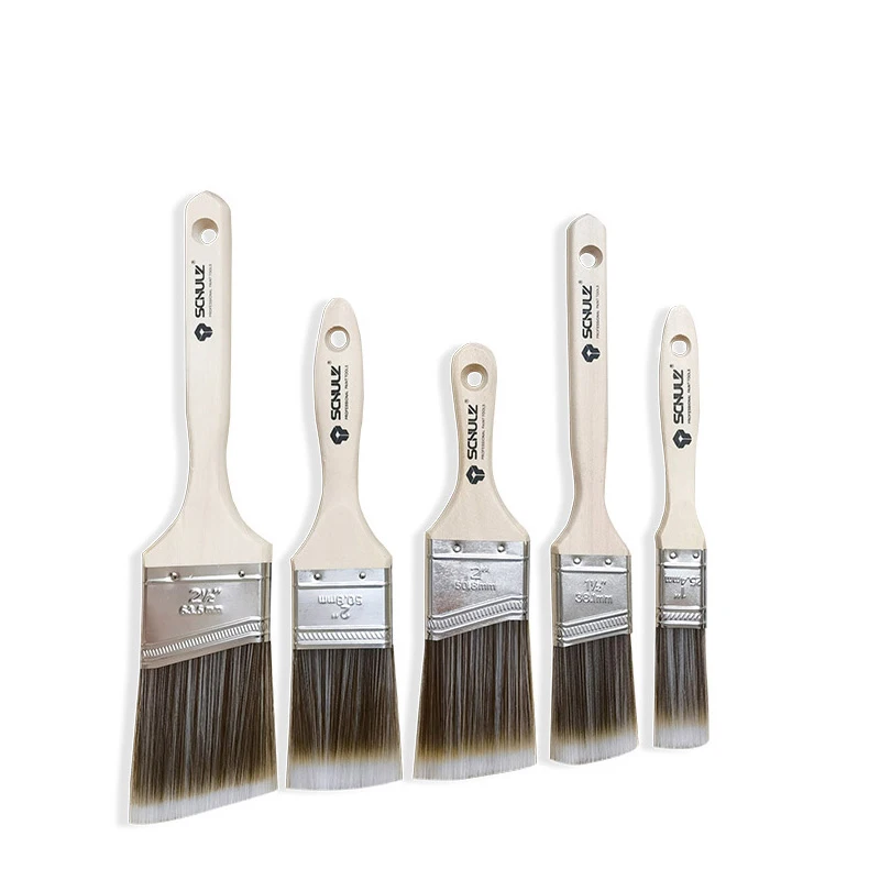 Five Piece Set Of Slanted Mouth Glue Wire Brush Wooden Handle Tools For Decoration Painting Latex Coating Cleaning Barbecue