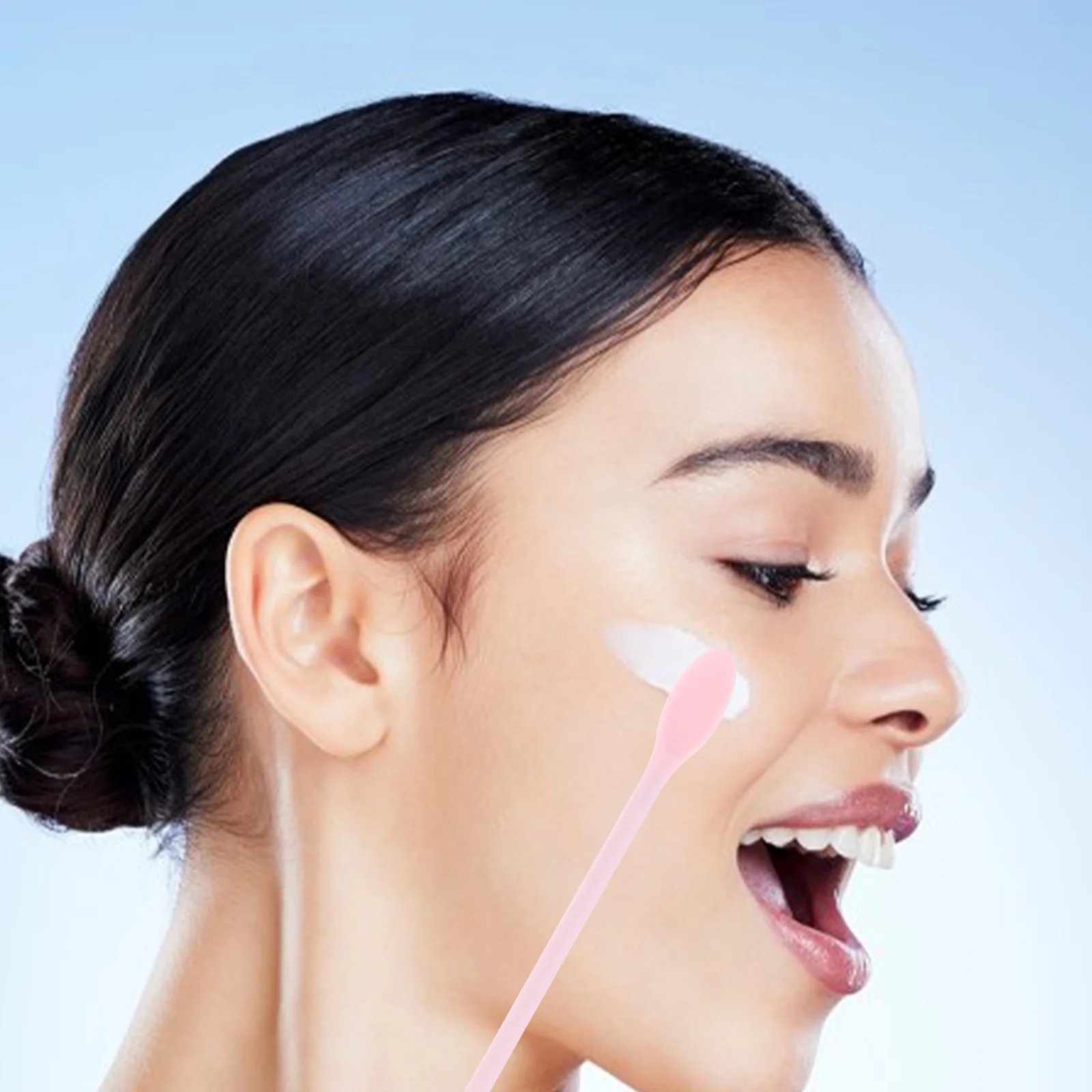 

3 Pcs Silicone Makeup Spatula Set Pink Color Long Handle Easy Clean One Piece Molding Fit Containers Kitchen Bar Tools