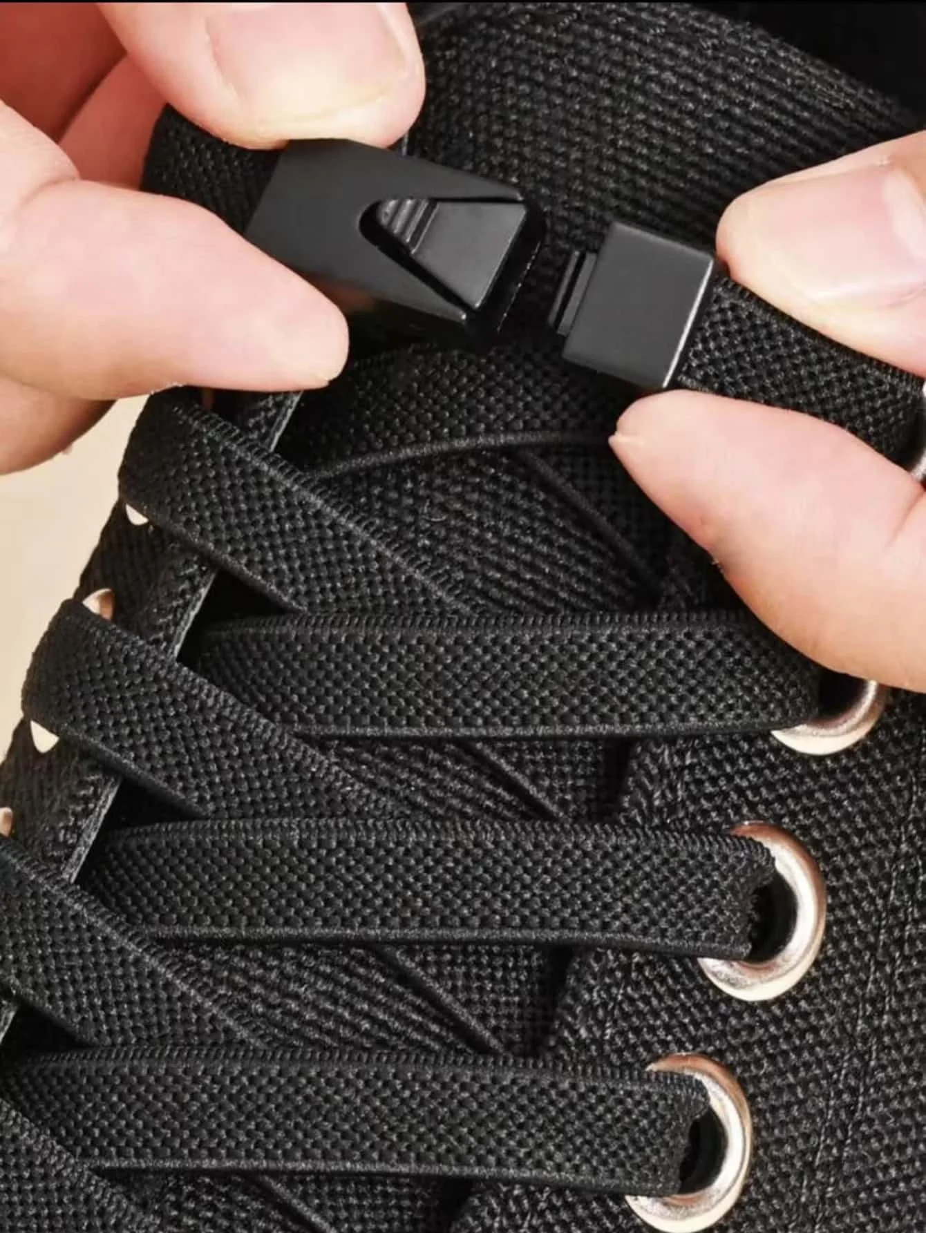 BLACK Elastic No-Tie Shoelaces with Switch Buckle, Colorful Lazy Shoelaces Suitable for Sneakers, Sports Shoes, Casual Shoes，1pair