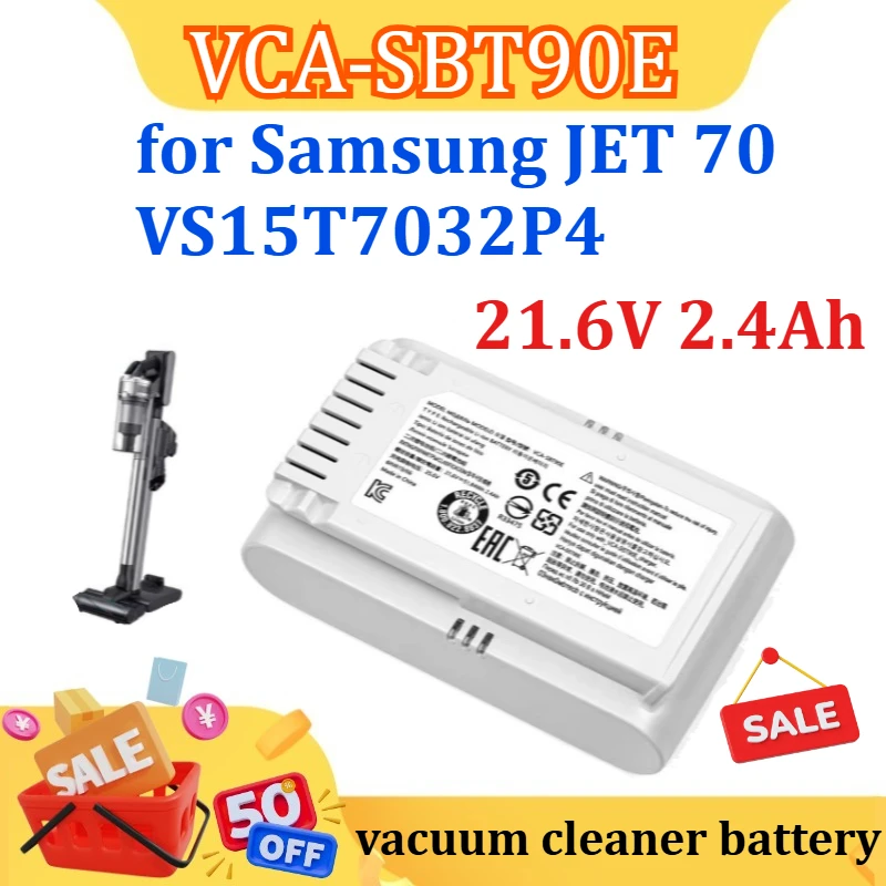 

New 21.6V 2.4Ah VCA-SBT90E Battery for Samsung JET 70 VS15T7032P4 Cordless Vacuum Cleaners