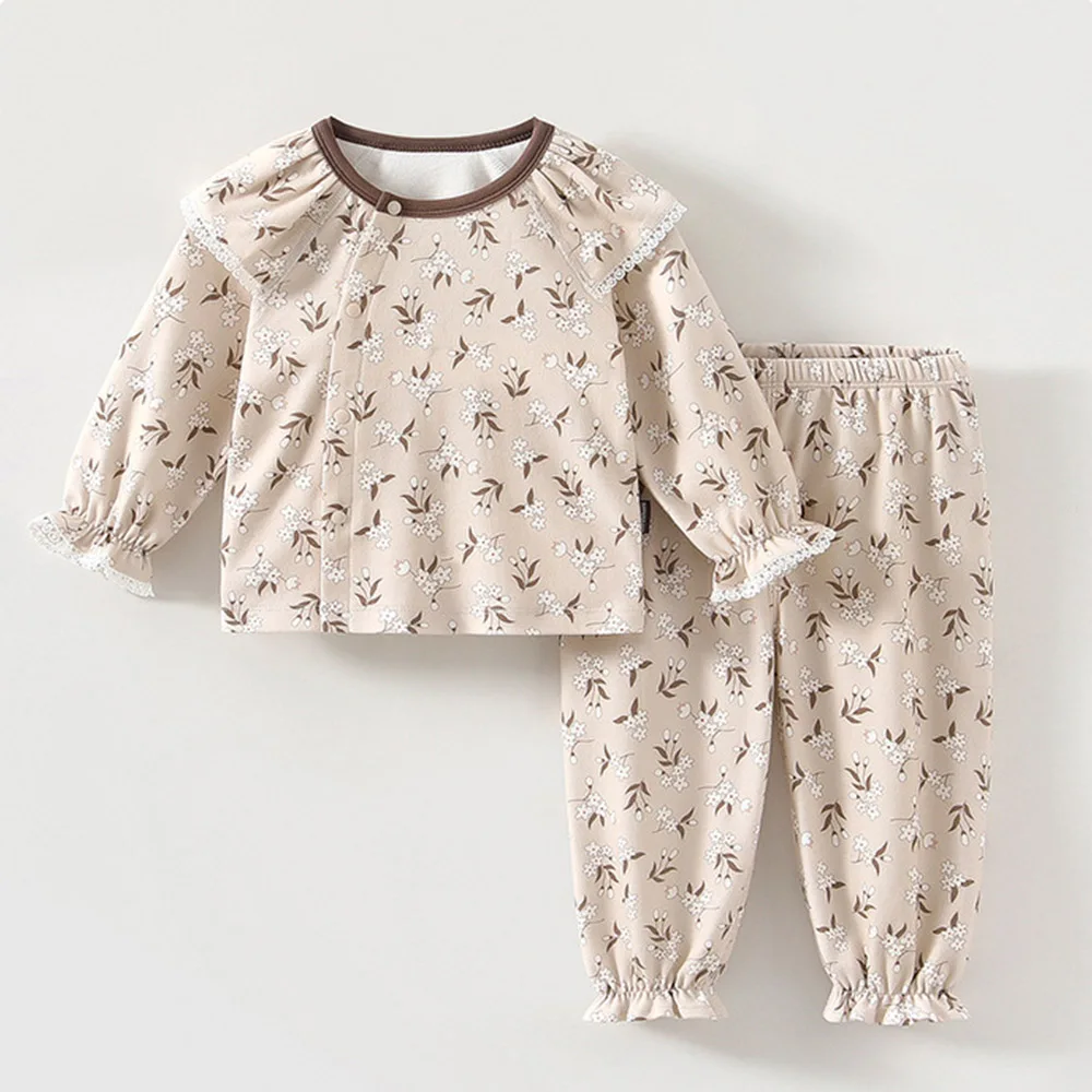 Baby Outfit Set 100% Combed Cotton Floral Long Sleeve Tops Pants 2 Pieces Spring New Arrival Infant Girl Clothing Sets